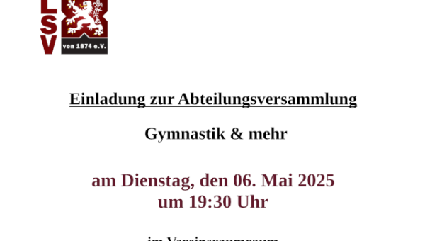 Einladung zum Abteilungsmeeting "Gymnastik & mehr"
